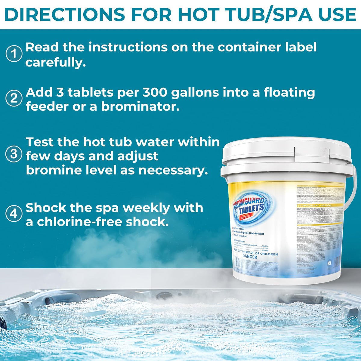 POOLACC bromine tablets create a softer water feel for relaxing spa sessions