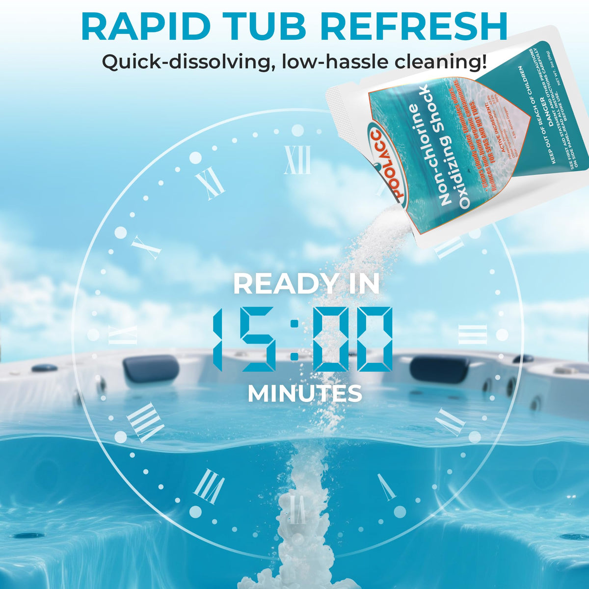 POOLACC odor-eraser-technology reduces odors for a fresher spa environment.