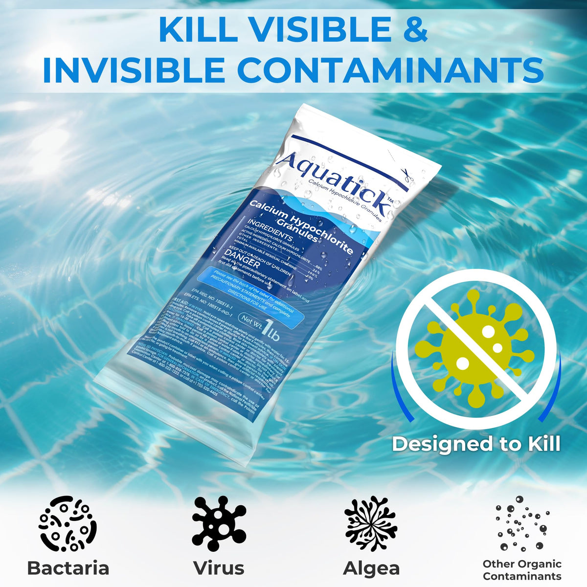 Poolacc shock dissolving in water showing pre-dissolve step.