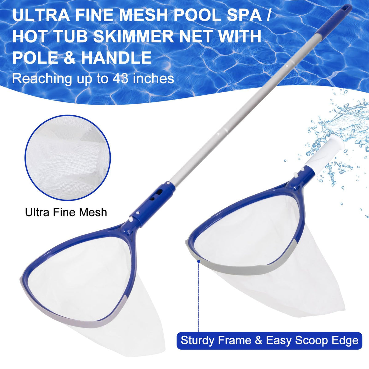 Poolaza 33-inch aluminum pole extends reach for hard-to-access areas