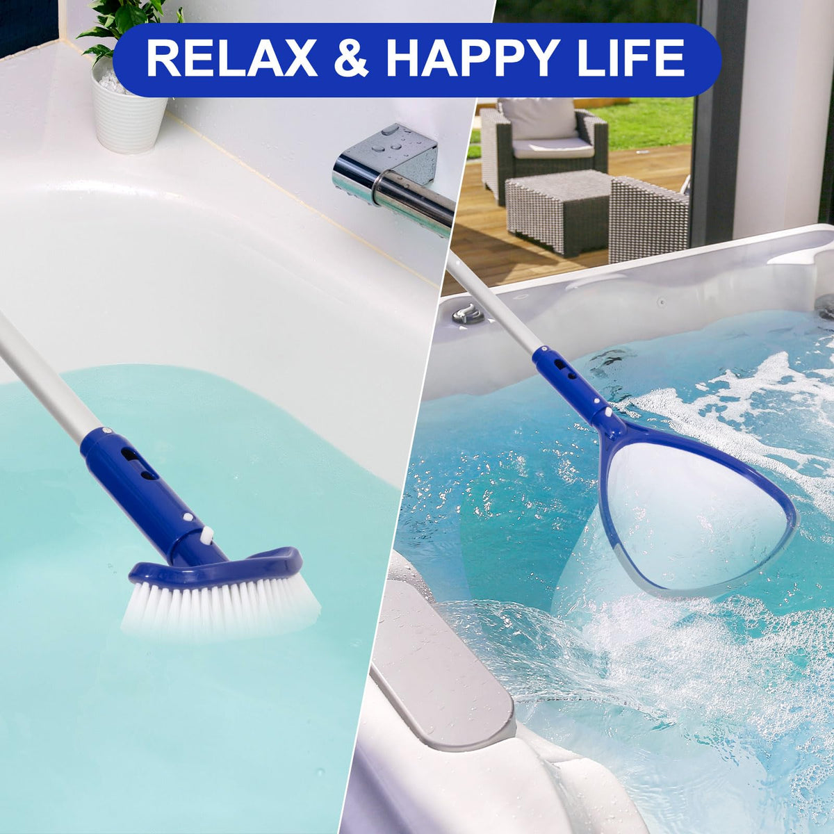 Poolaza 4-in-1 cleaning kit includes net, brush, handle, and pole