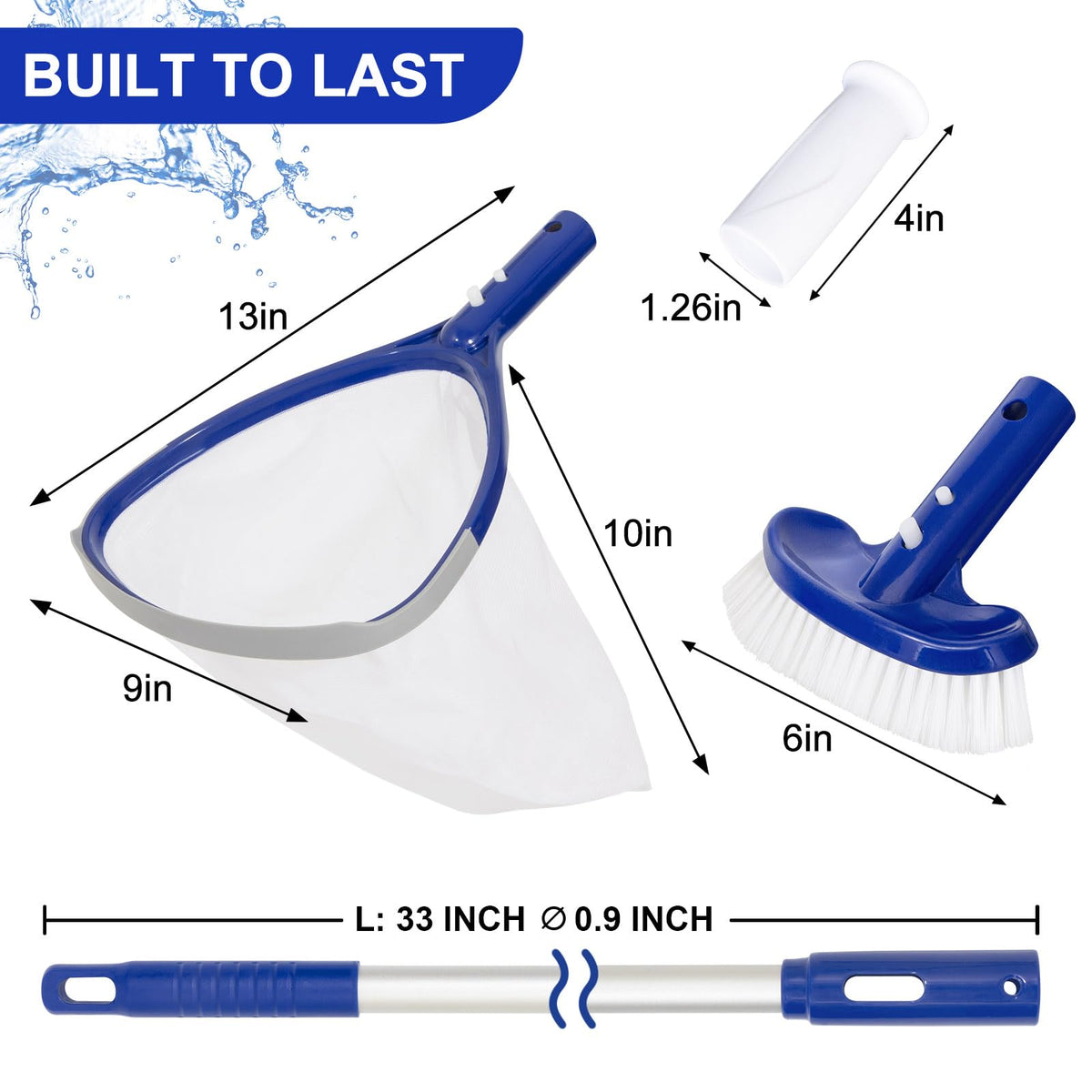 Poolaza brush with curved ends reaches corners and tight spots