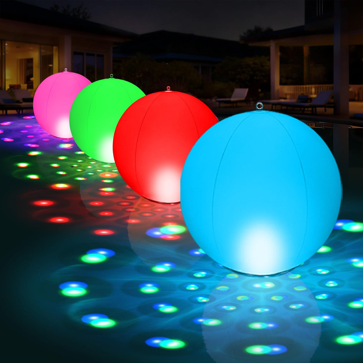 PoolBliss 15in floating light projection creates a shimmering pool floor effect for magical night swims.