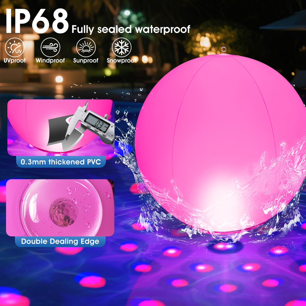 PoolBliss auto night brilliance panel switches on at dusk for hands-free ambiance.