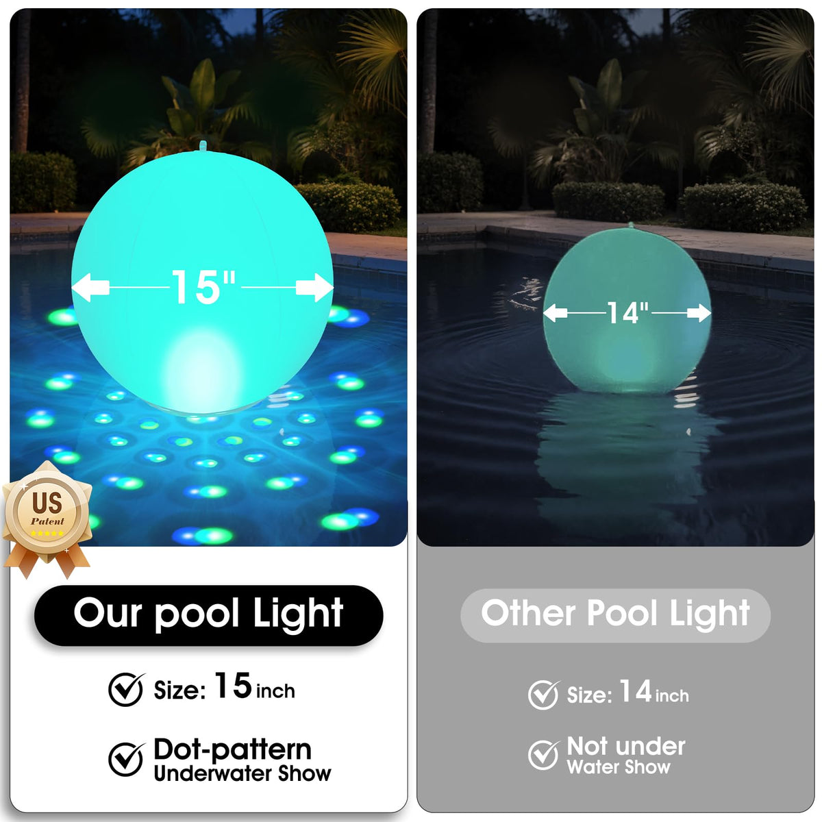 PoolBliss IP68 waterproof base minimizes leaks in rain or splashes.
