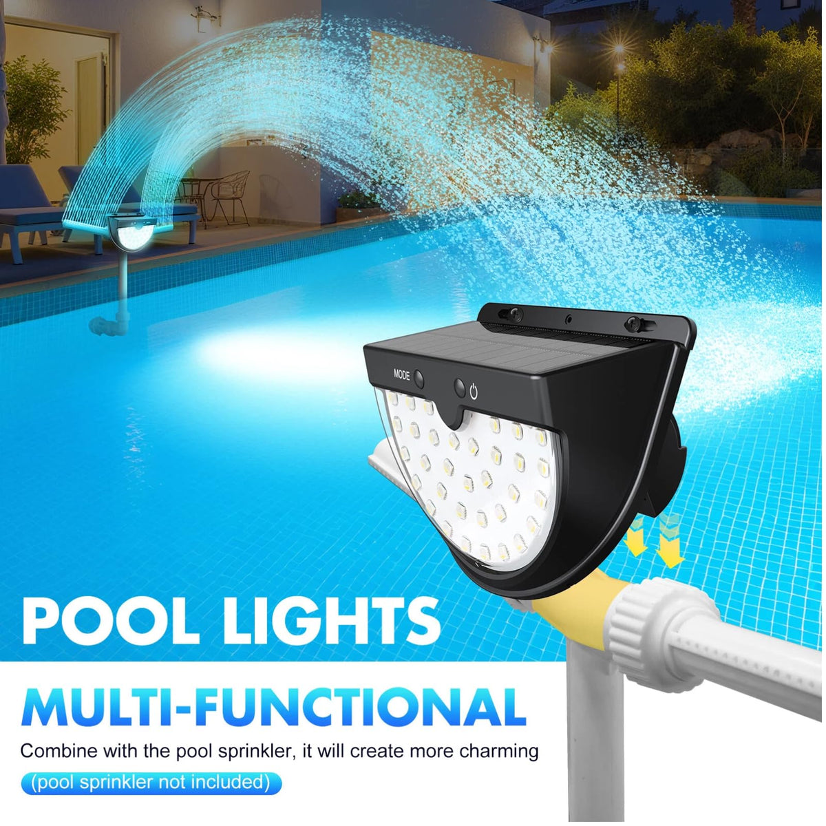 PoolBliss solar pool light made of unbreakable PET plastic for poolside resilience