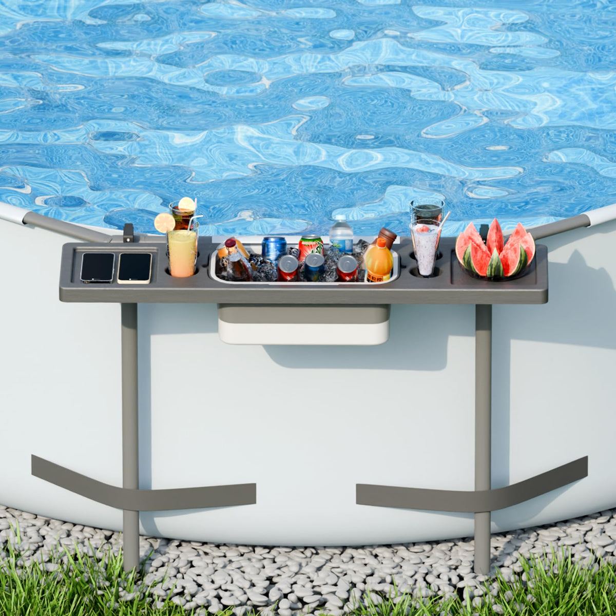 POOLCOMFT above-ground pool bar assembly for quick, stable setup