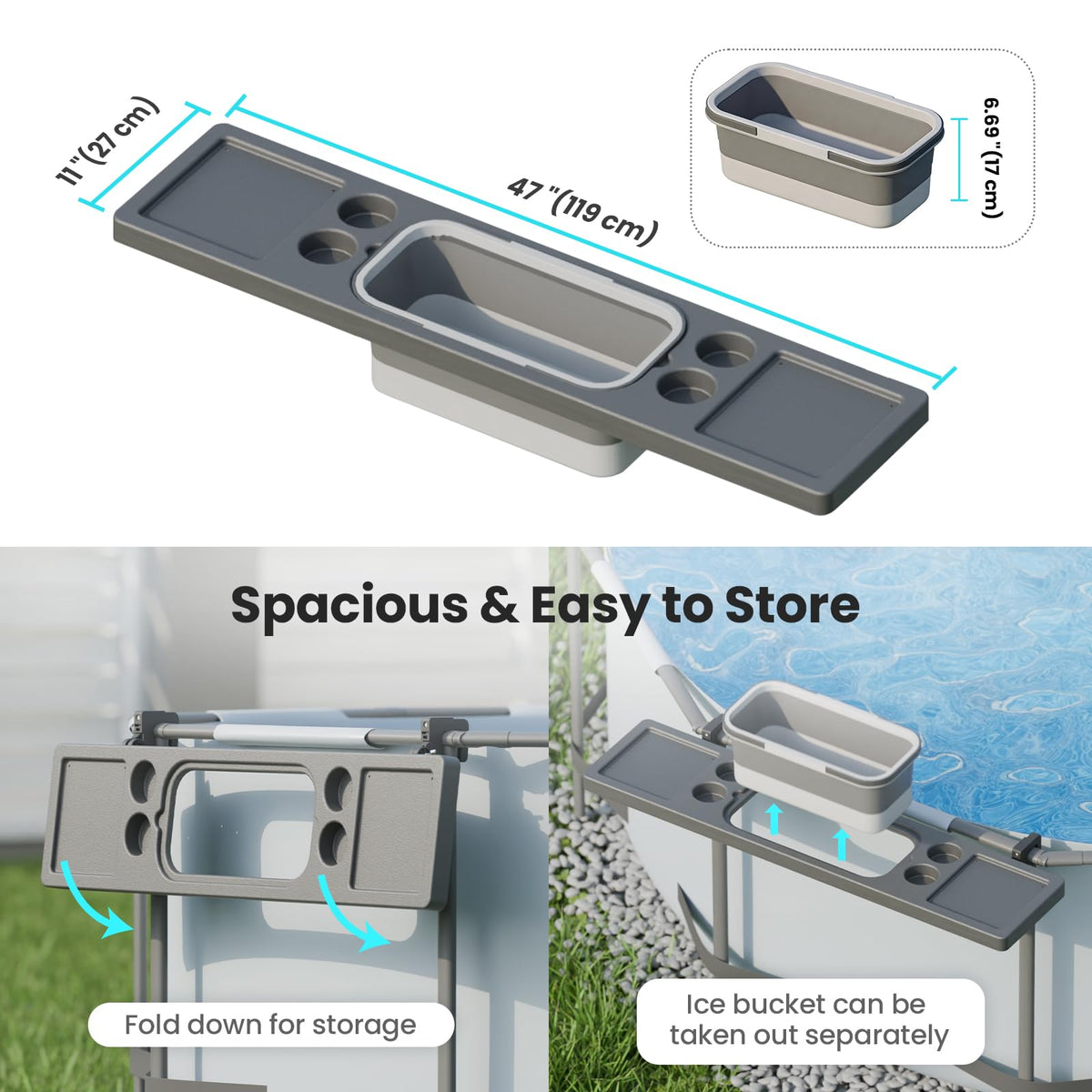 POOLCOMFT four cup holders with drainage for spill-free sipping