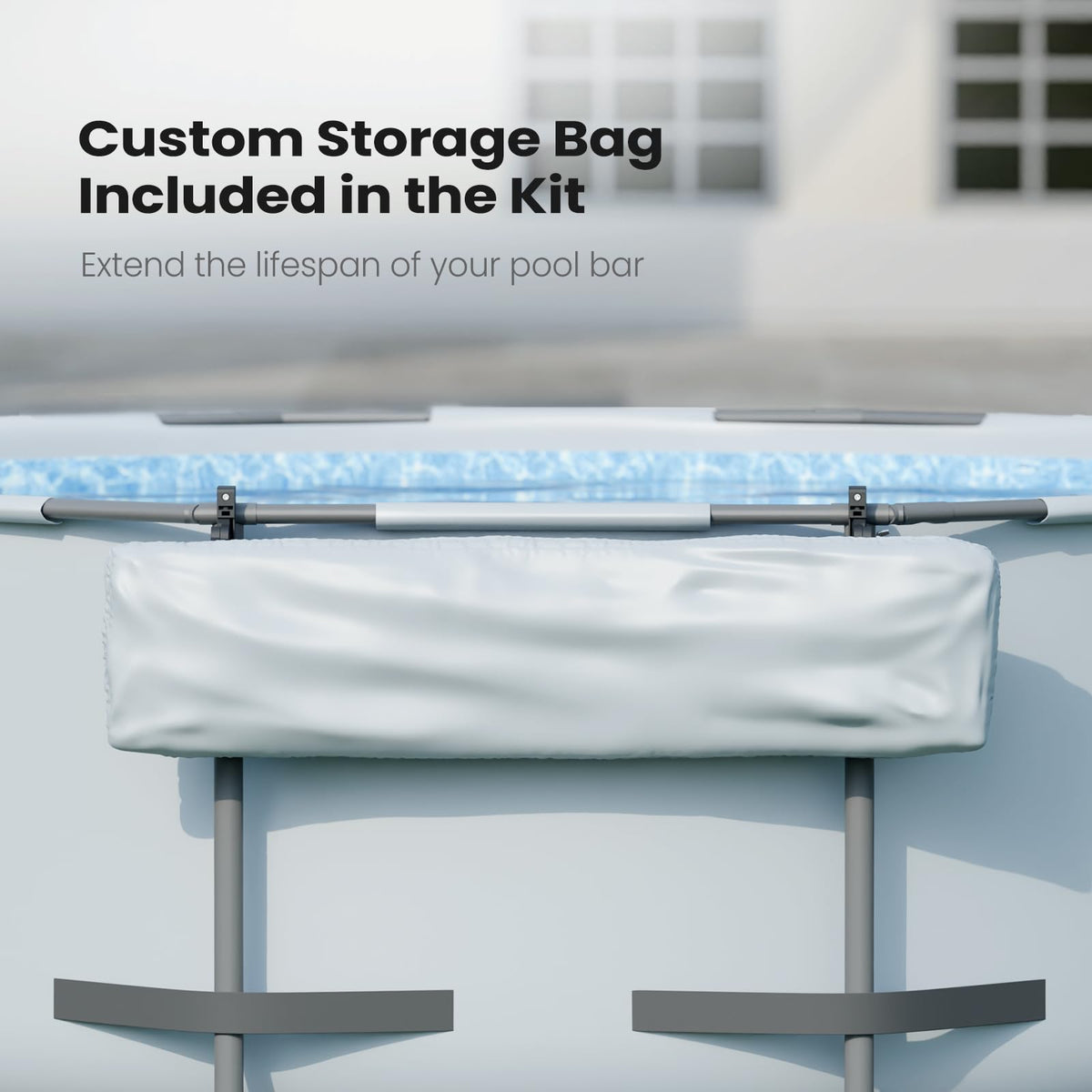 POOLCOMFT UV-resistant storage bag protects components outdoors