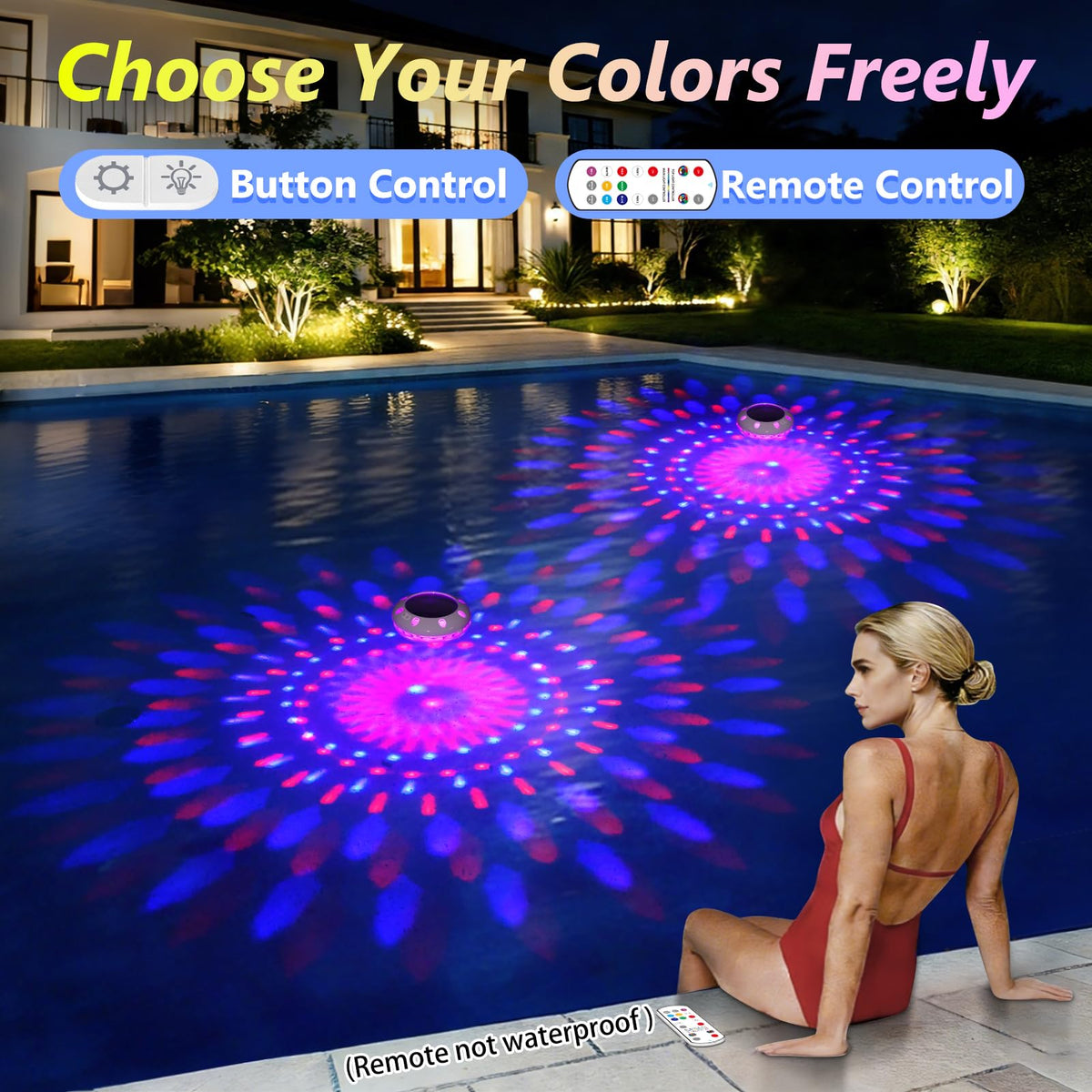 Pooldecor remote control with memory function saves preferred lighting modes