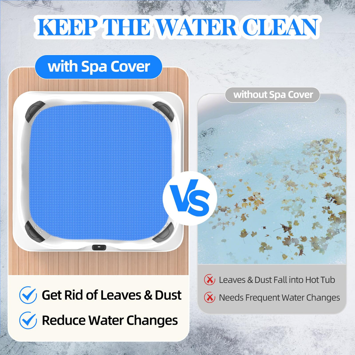 Poolergetic insulated spa cover reduces evaporation and refills.