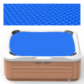 Poolergetic spa cover 6x6ft thermal blanket protects water and reduces heat loss.