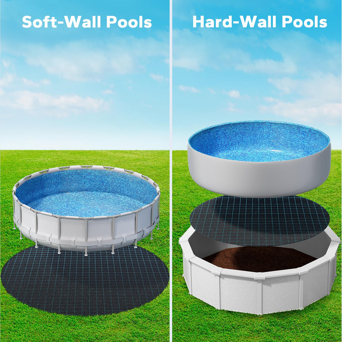 POOLHACKER geotextile fabric closeup emphasizes puncture resistance for long-lasting protection