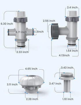 POOLHACKER inlet nozzle image highlights secure 1.5 inch connections and efficient flow
