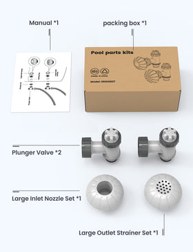 POOLHACKER inlet water nozzle 1.5 inch for steady water intake in pools.