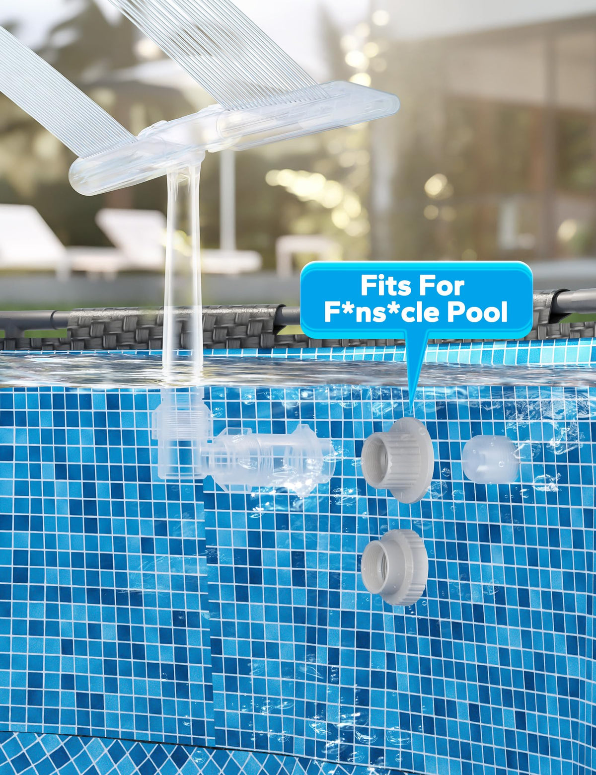 PoolHacker leakproof adapter prevents drips for durable pool fountain operation.