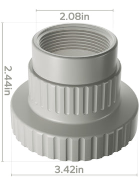 POOLHACKER pool fountain adapter for Intex — installation steps diagram for simple fitting.