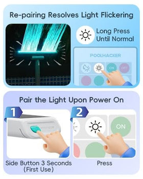 PoolHacker seven-color LED options create dynamic night-time ambience.