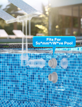 PoolHacker universal-fit connection enables flexible fountain installation across pools.
