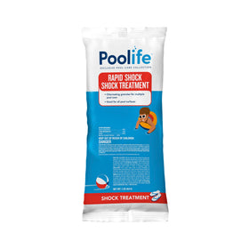 Close-up of Poolife Rapid Shock granules dissolving quickly.