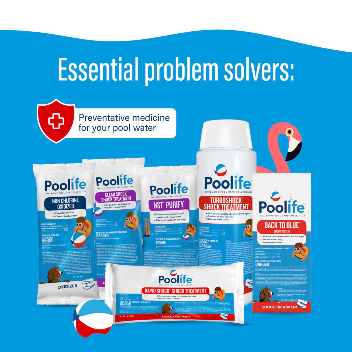Poolife Rapid Shock compatible with vinyl, plaster, and fiberglass pool surfaces.
