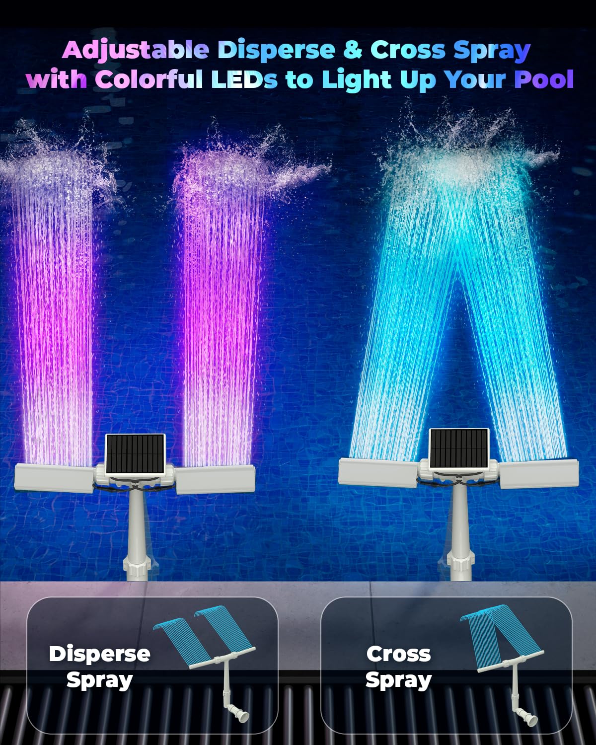 POOLJOYO night-time ambiance fountain enhances evening pool relaxation
