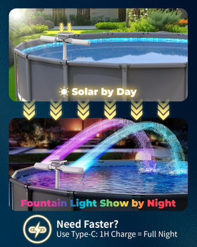 POOLJOYO solar panel with Type-C charging for extended runtime