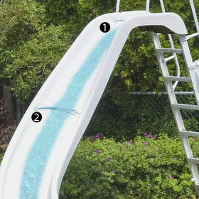 Poolmaster 14-foot tubing offers long reach for flexible slide placement.