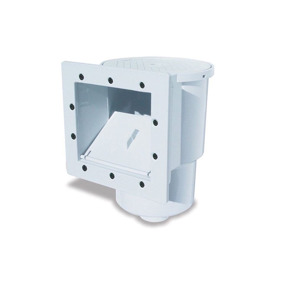 Poolmaster 32190 high-profile thru-wall skimmer capturing leaves for cleaner water