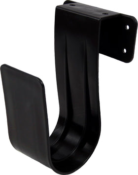 Poolmaster 35610 Jumbo Hose Hanger mounted over a wooden fence for tidy hose storage.