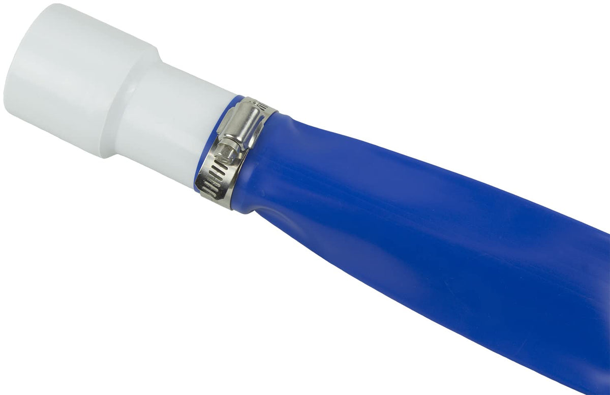 Flexible backwash hose rolls flat for easy storage