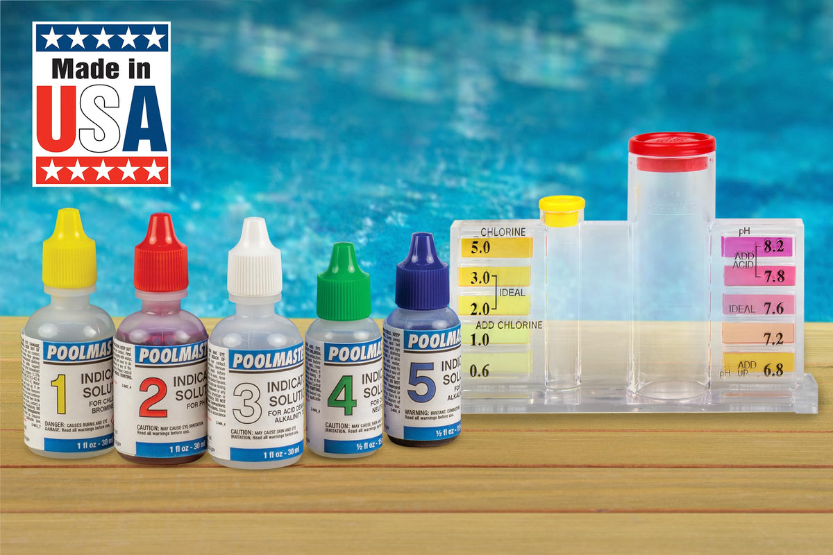 Poolmaster clear-view test block with color chips for easy color matching.