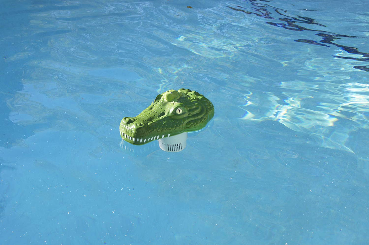 Poolmaster holds 3-inch chlorine tablets for steady dosing