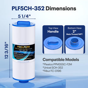 POOLPURE 5CH-352 spa filter top-handle design for easy installation