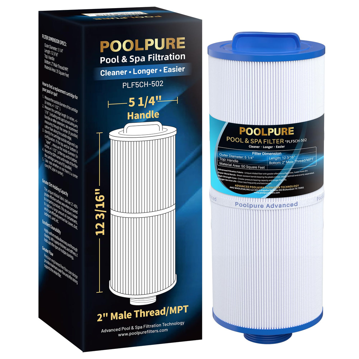 POOLPURE 5CH-502 filter body demonstrates compact spa filtration for homes.