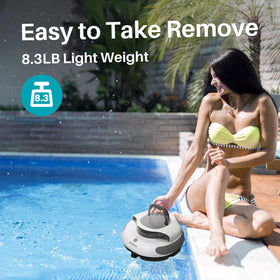 PoolPure auto mode cleans flat-bottom pools quickly and efficiently