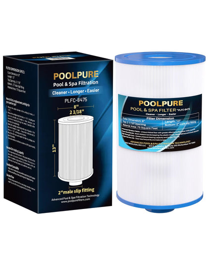 POOLPURE C-8475 spa filter front view for a reliable hot tub replacement.