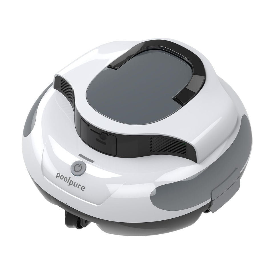 POOLPURE pool cleaner with dual 30W motors for strong suction.
