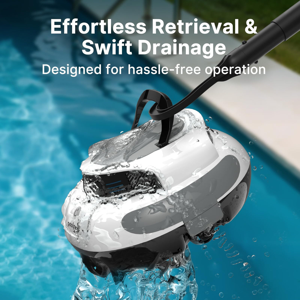 POOLPURE pool cleaner fixed-wheel navigation for in-ground pools.