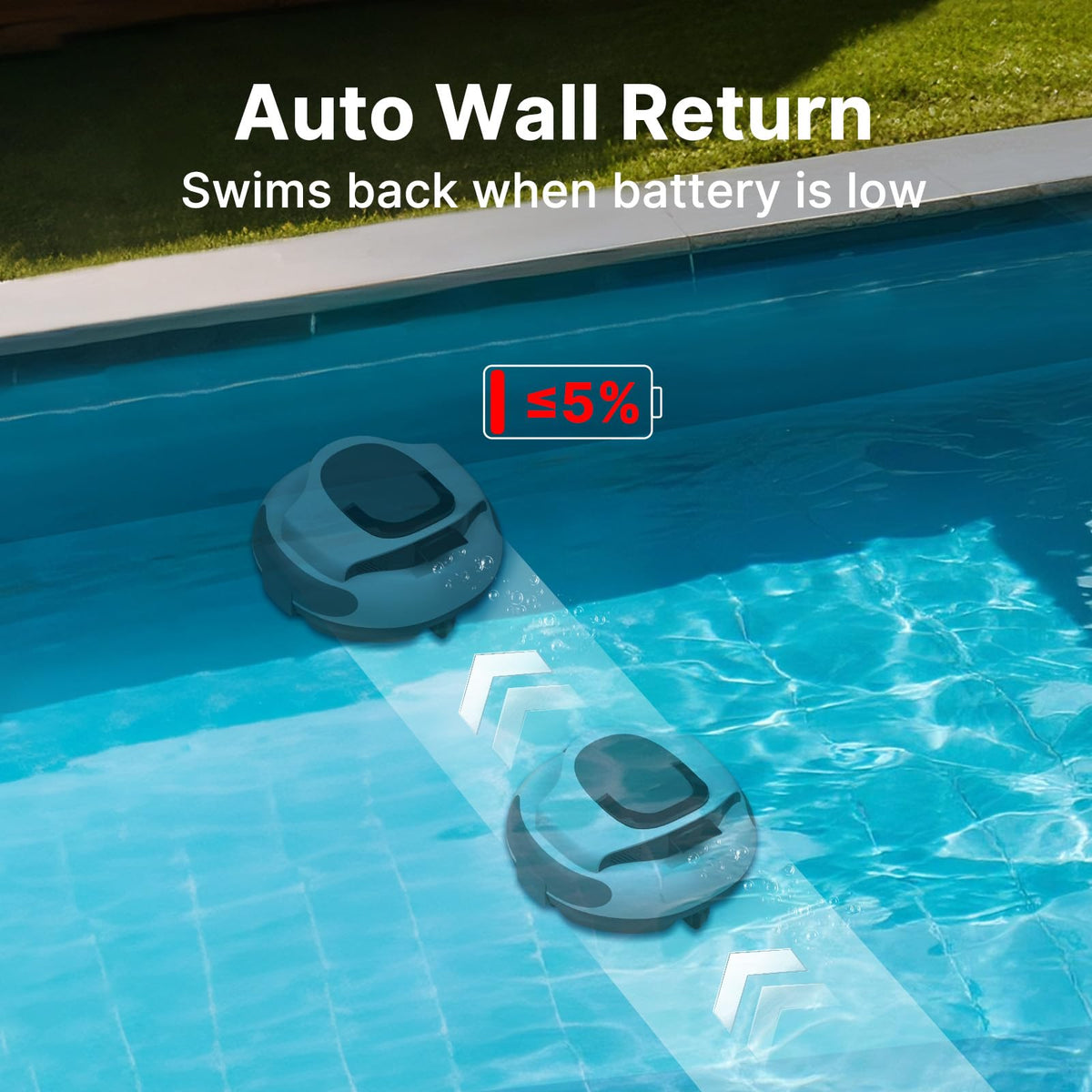 POOLPURE pool cleaner uses random navigation for above-ground pools.
