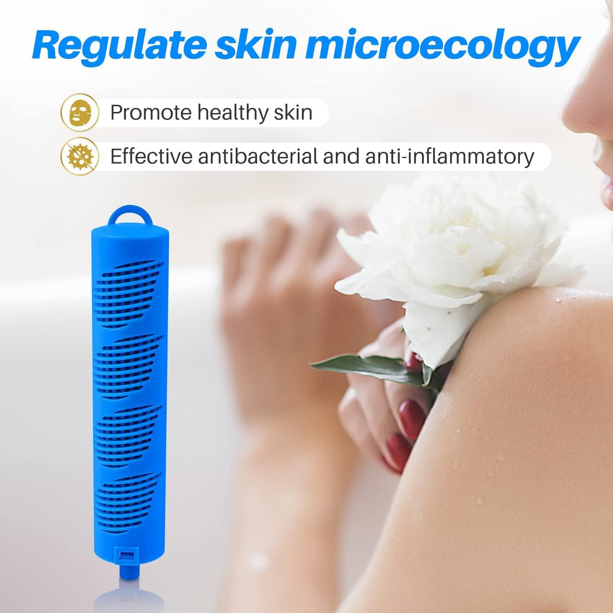 POOLPURE mineral stick close-up with tourmaline balls and purification tech