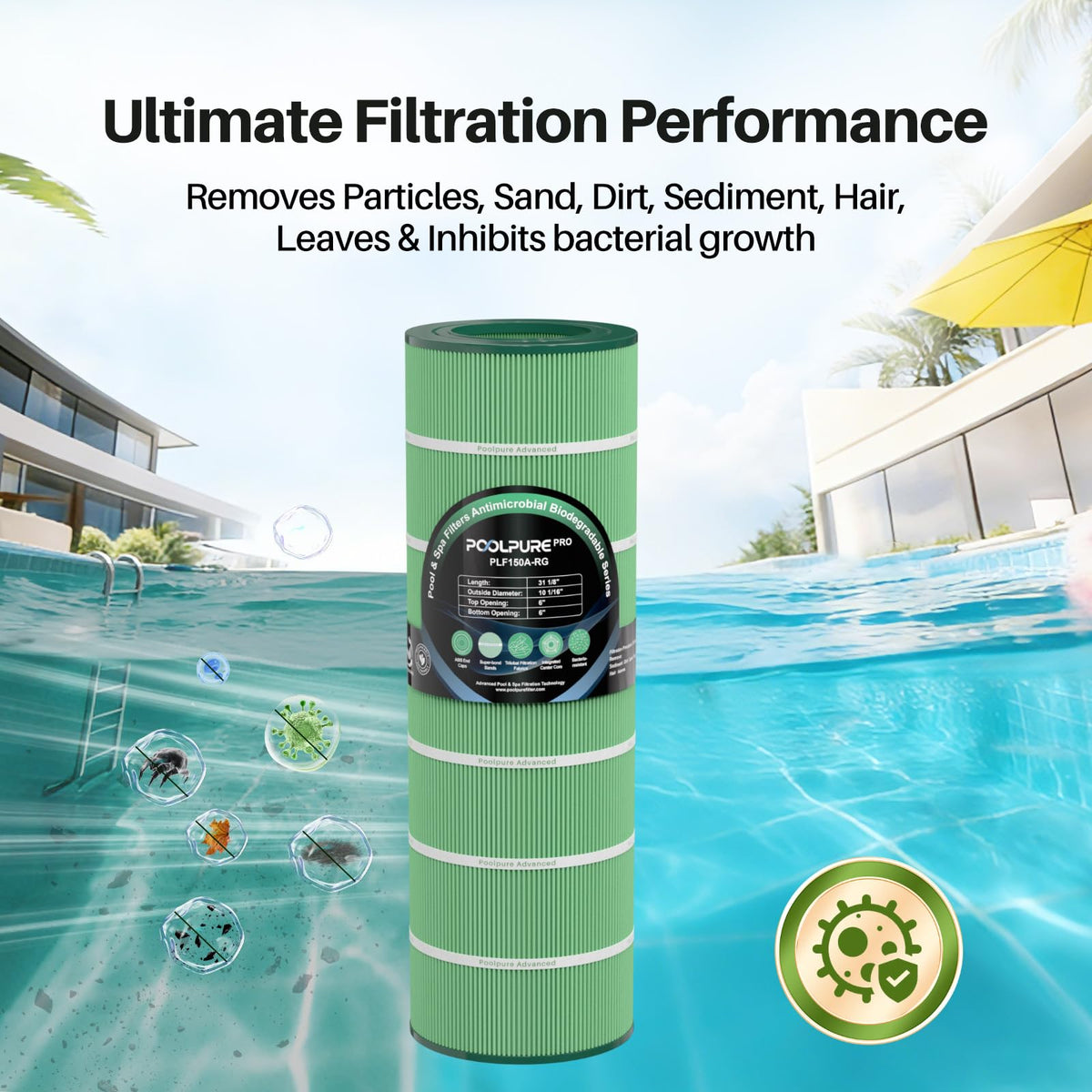PoolPure PAP150 3x surface area for improved filtration efficiency