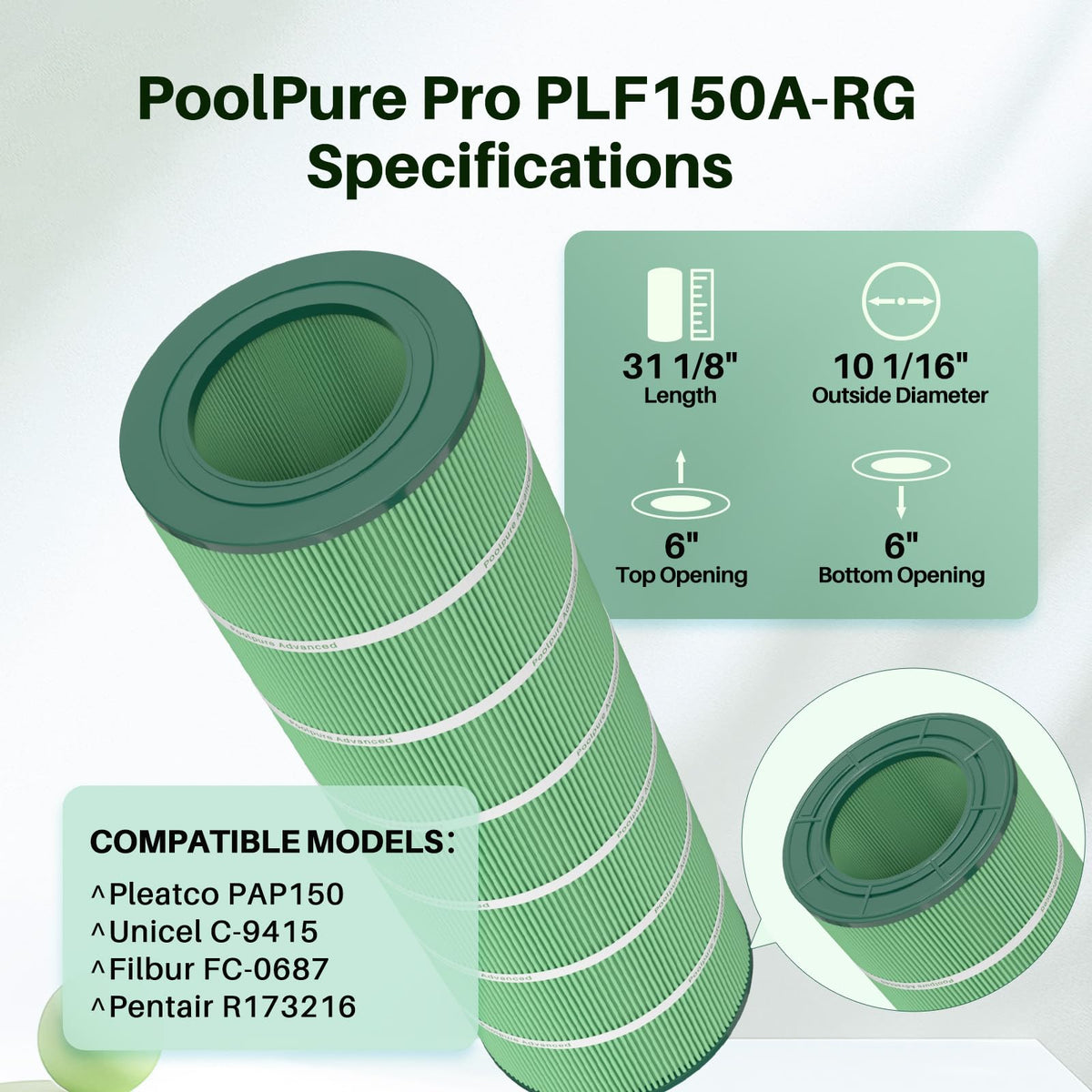 PoolPure PAP150 compatibility chart showing Pentair models