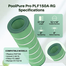 PoolPure PAP150 compatibility chart showing Pentair models