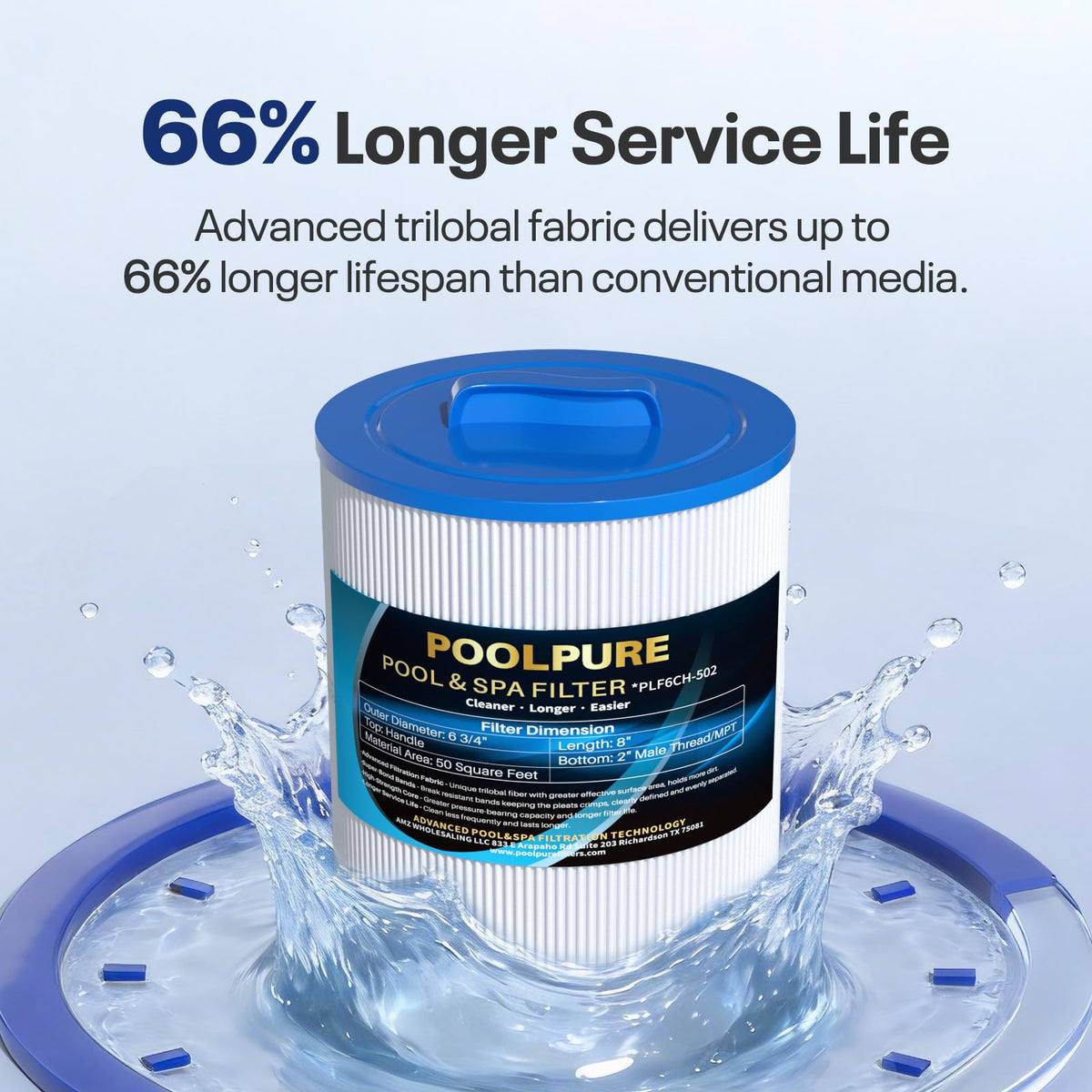 POOLPURE PAS50SV-F2M close-up on dirt-trapping filtration fibers