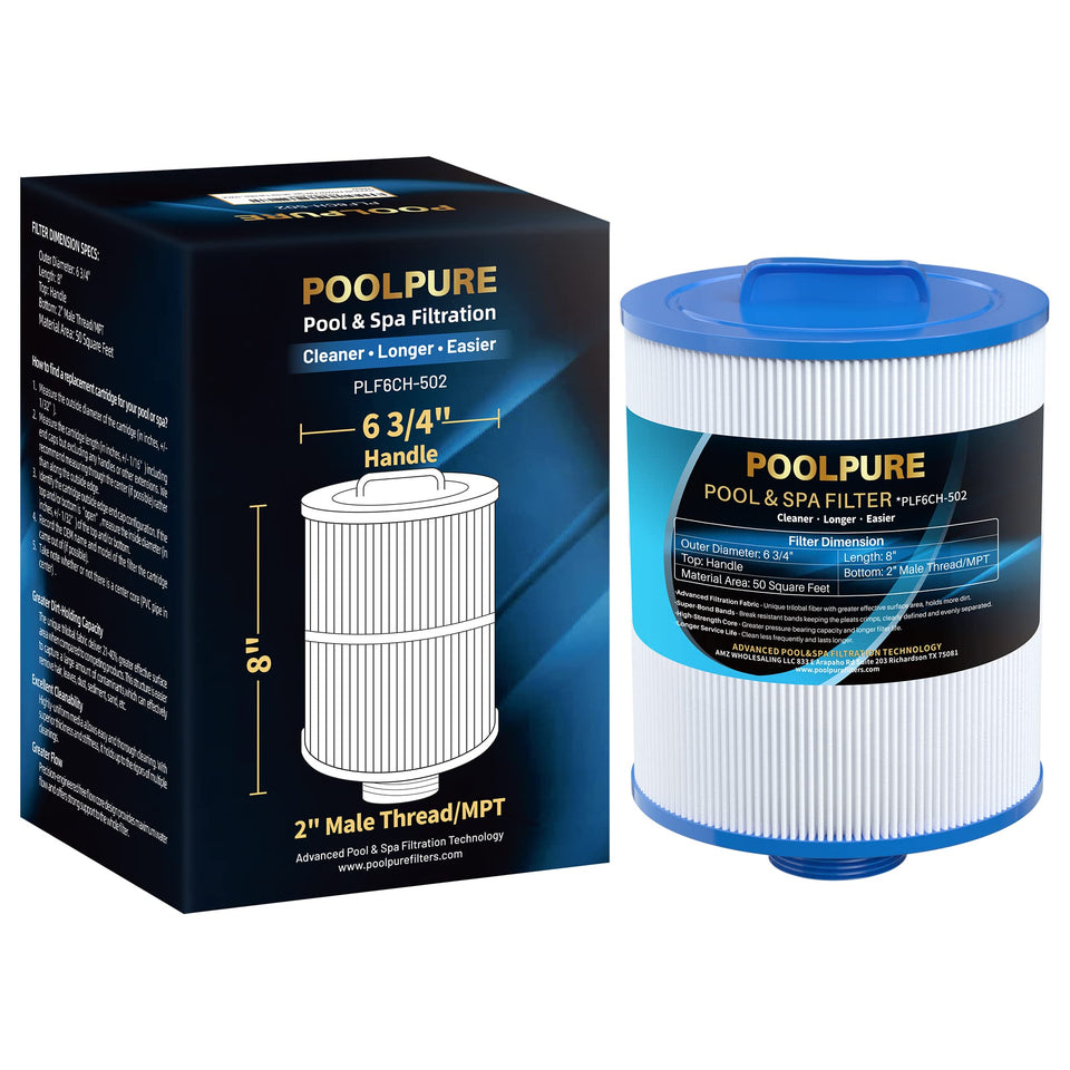 POOLPURE PAS50SV-F2M spa filter top view with easy-install handle