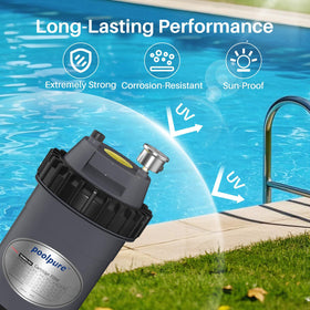 POOLPURE PFT-AF50 pleated filter element captures debris to keep water clear.