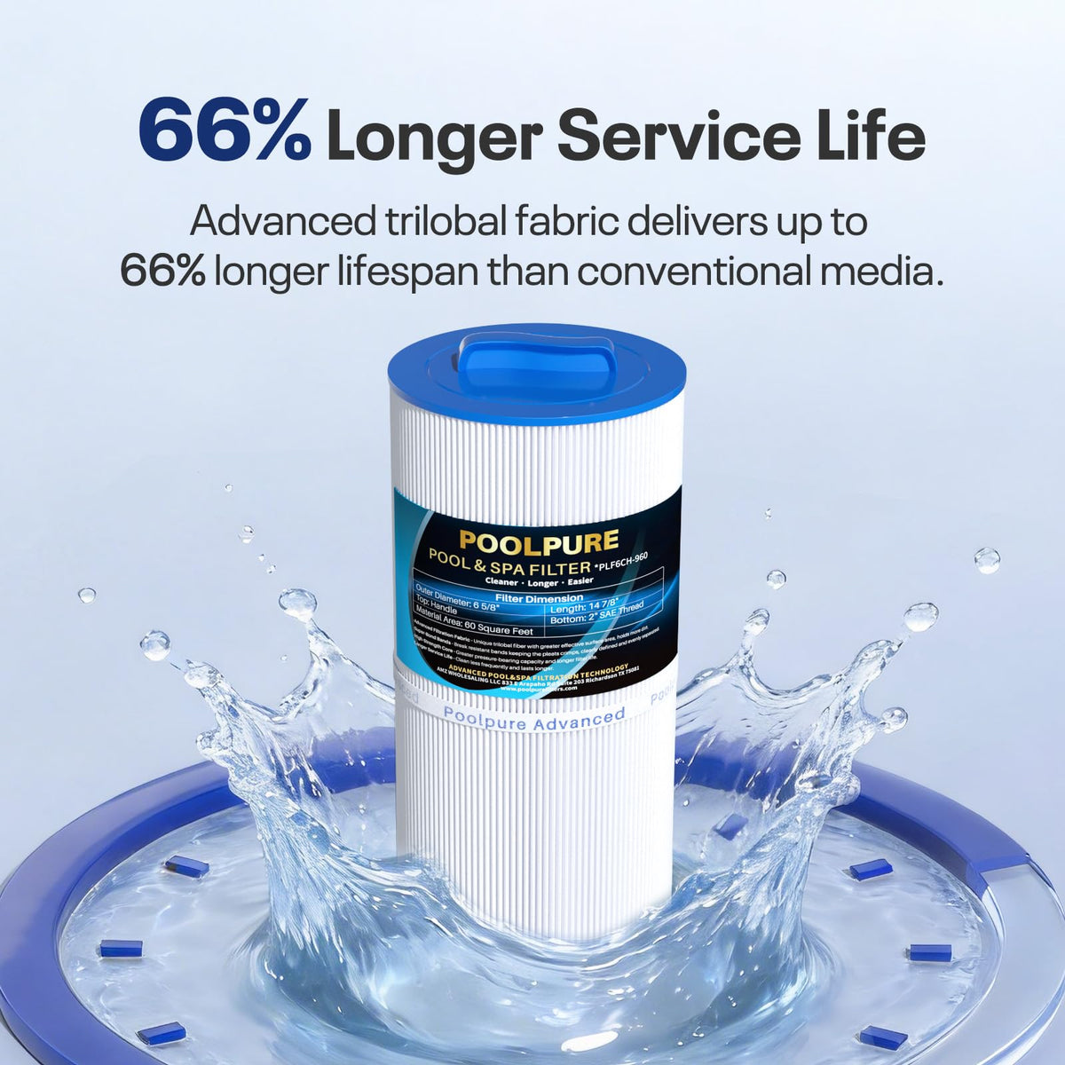 POOLPURE PLF6CH-960 60 sq ft filtration area feature