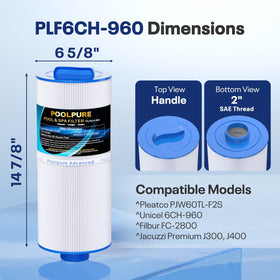 POOLPURE PLF6CH-960 dirt-locking technology shown for easier rinsing