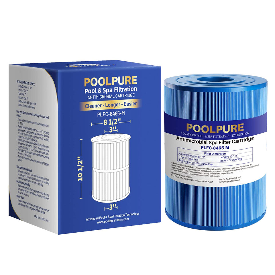 POOLPURE PLFC-8465-M spa filter close-up antimicrobial fabric for cleaner water